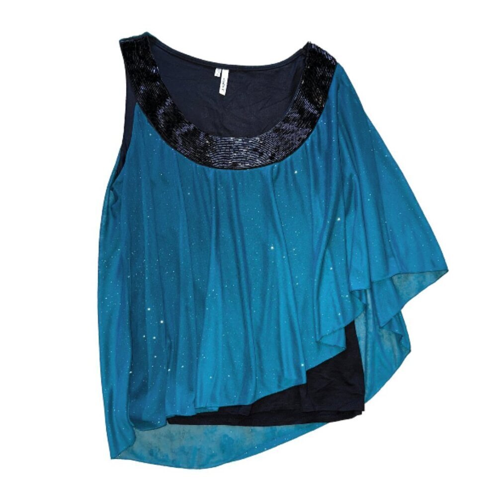 Studio Y XL Women's One Shoulder Sleeve Blouse Lace Glitter